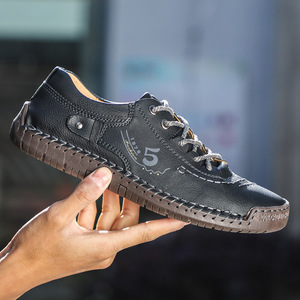 Zapatos de Cuero con Suela Suave para Hombre 2025, Talla Grande, Hechos <span class=keywords><strong>a</strong></span> Mano, Versátiles para Todas las Temporadas, con Cordones, Color Sólido, Tendencias de Moda Otoñales - Product Image 3
