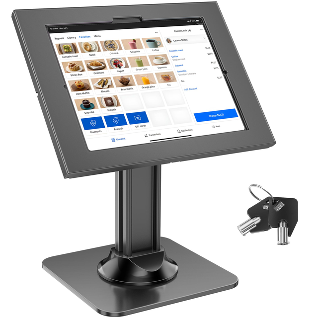 Security Tablet Stand with Lock and Key Height Adjustable Theft Proof Desktop Table Holder for Sale