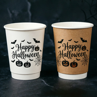 Gobelet en papier à double paroi pour Halloween, logo personnalisé imprimé, toile d'araignée, kraft, isotherme, cidre chaud, haute qualité, fournitures pour café