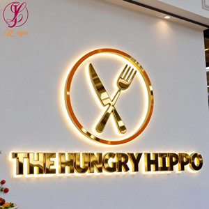 Enseigne en lettres dorées 3D rétroéclairées en acrylique, enseigne lumineuse LED, enseigne personnalisée pour entreprise, enseigne de devanture pour café, salon de thé, <span class=keywords><strong>restaurant</strong></span> - Product Image 2