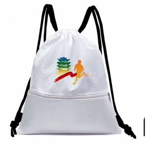 Reusable Customized Logo Printed Waterproof Promotional Polyester Nylon Gym Sport Backpack Drawstring Bags