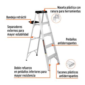 Escabeau télescopique EST-34 en alliage d'aluminium Truper Type III avec 4 marches et plateau en PRF Design industriel certifié EN131 - Product Image 2