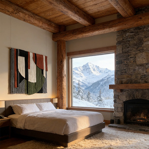 <span class=keywords><strong>Tapisserie</strong></span> tissée à franges multicolores de style rétro pour les espaces de bar et de salon - Product Image 6