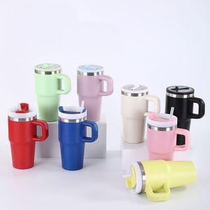 14 oz Vacuum Insulated Stainless Steel Cup with Straw 6-12 Hours Insulation Back to School Travel Coffee Cup for <b>Hot</b> <b>Drinks</b> - Product Image 2