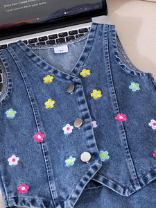 Kinderkleding Tweedelige set voor meisjes Blauw vest en rok Kinderkleding 2-7 jaar - Product Image 2