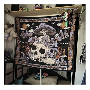 Promoción: Tapiz Decorativo Gótico con Diseño de Esqueleto y Logotipo Personalizado, Económico y de Alta Calidad, <span class=keywords><strong>para</strong></span> Colgar en la Pared del Dormitorio - Product Image 3