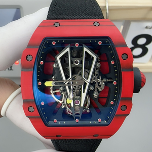 Reloj Mecánico de Pulsera para Hombre, Ultrafino, Estilo Tourbillon, Esqueleto, Caja Tonneau, Correa Tejida, Resistente al Agua, Lujoso y Ligero - Product Image 4