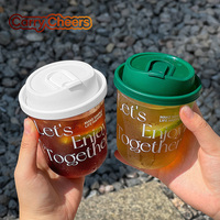 Gobelets en plastique jetables à fond rond en U de 12oz, 14oz, 16oz pour boissons froides à emporter, avec logo personnalisé, couvercles colorés et pailles