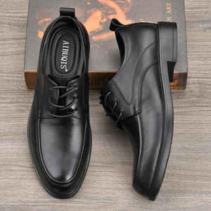 <b>Men</b> Genuine Leather Round Toe Oxfords Lace-up Anti-Slippery Office Career <b>Dress</b> Shoes All Seasons Rubber Outsole - Product Image 2