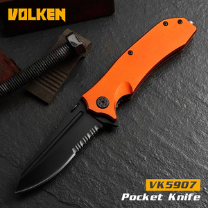 Cuchillo plegable para acampar con vidrio de interruptor de seguridad roto - Product Image 6