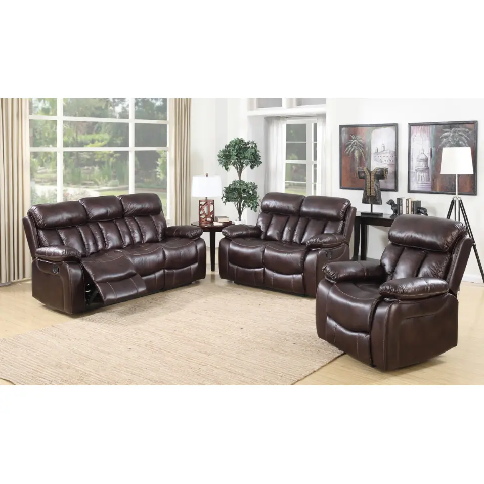 Best selling indoor furniture fashionable Brown leather recliner sofa set for theatre cinema 6 seater recliner for living room