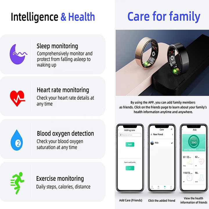 R11M Waterproof Smart Ring: Health Tracker, Fitness Monitor & AI Sleep ...