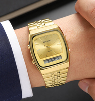 Montre-bracelet numérique carrée SKMEI 2585, multifonctionnelle, avec alarme, étanche 3 ATM, bracelet en acier inoxydable, boîtier en alliage, pour homme – Meilleure vente