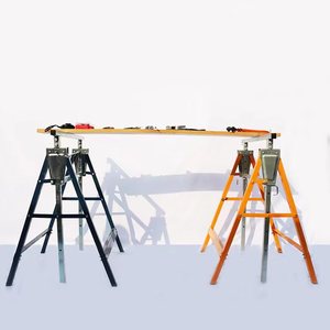 Nuove staffe da equitazione in acciaio pieghevole regolabile da 0-200kg capacità 79-130cm regolazione in altezza per banco per la lavorazione del legno - Product Image 2