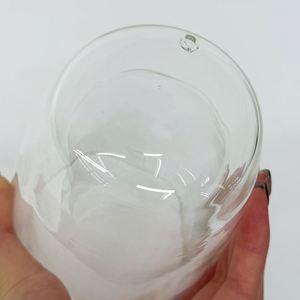 8oz 12oz 15oz Pre-drilled Double Wall Stemless <b>Red</b> Wine Glasses Snow Globe Round Clear Glass Tumbler Cup for DIY <b>Glitter</b> - Product Image 4