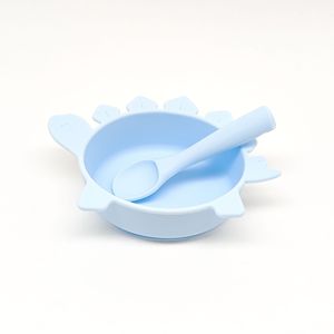 Hot Bán Tùy Chỉnh Cross-Biên Giới Hai-Mảnh Thiết Lập Non-Slip Silicone Khủng Long Bát Muỗng Dễ Thương Vui Vẻ Bộ Đồ Ăn Cho Bé Bộ Đồ Ăn - Product Image 2