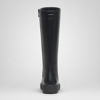 Bottes hautes noires à lacets et bout pointu pour femme en cuir souple à plateforme
