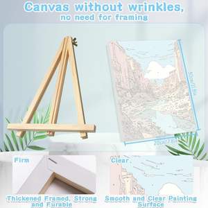 Paquete de 4 paquetes de 8x12 pulgadas <span class=keywords><strong>paisaje</strong></span> adulto Diy pintura por números Kits en lienzo Parque pintura por números lienzo dibujo con pinceles - Product Image 2