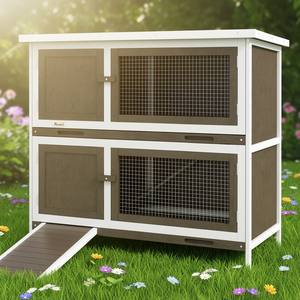 Nichoir en bois Pawhut pour lapins avec rampe, pour intérieur et extérieur, adapté aux lapins de taille moyenne - Product Image 2