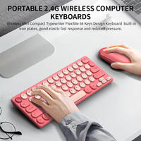 Ensemble clavier et souris sans fil RF 2,4 G, mini clavier de bureau portable à 64 touches, coloré, touches rondes, pour ordinateur portable