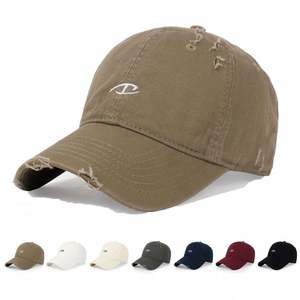 Casquette de baseball vintage en gros, unisexe, 6 panneaux, non structurée, casquette de papa, image courante, 100% coton, broderie 3D, design vieilli - Product Image 1