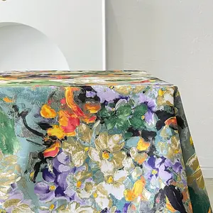 A roupa de mesa retrô luxuosa americana com pintura a óleo pode ser personalizada, mesa quadrada de fibra de poliéster lavável à prova d'água e à prova de óleo