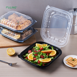 Fuling 8x8 "9x9 inch chống sương mù vỏ sò hộp đựng thức ăn microwavable Hộp Ăn Trưa dùng một lần BPA miễn phí bản lề lấy đi container - Product Image 3