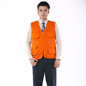 Gilet d'été multi-poches à fermeture éclair en polyester/coton sans col pour vêtements de groupe, chemise de travail pour la réparation automobile, <span class=keywords><strong>association</strong></span> de <span class=keywords><strong>bénévoles</strong></span> - Product Image 2