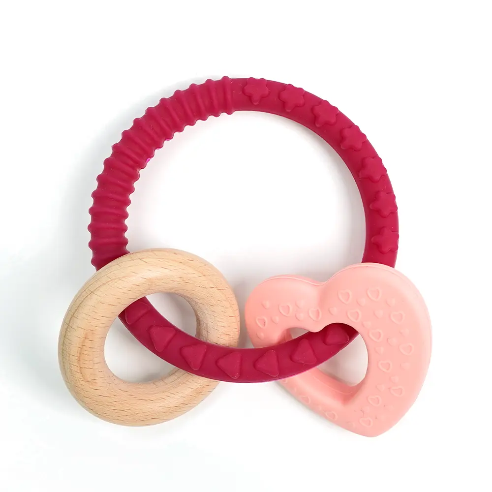 Bracelet jouet de dentition sensoriel en bois de hêtre biologique non toxique en silicone sans BPA