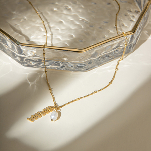 Collar con Colgante de Perla de Agua Dulce y Letra <span class=keywords><strong>MAMA</strong></span> Chapado en Oro de 18K de Acero Inoxidable para el <span class=keywords><strong>D</strong></span>ía de la Madre, 40+5cm, J&<span class=keywords><strong>D</strong></span> - Product Image 4