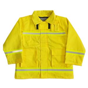 بدلة إطفاء حريق معتمدة من CE مصنوعة من القطن المقاوم للحريق، سترة وبنطلون باللون الأصفر الفلوري مع شريط عاكس - Product Image 2