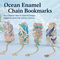 Marque-page magnétique en émail avec animaux marins, chaîne décorative pour livre, cadeau, ornement doré, dauphin, poisson, baleine, méduse, pour étudiants, enseignants, vente en gros