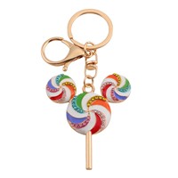 Porte-clés Sac à Dos Créatif Sucette Arc-en-ciel Patchwork Strass Bonbons Mignons Pendentif Voiture Décoration Cadeau de Fête