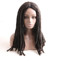 Harmony Hair – Dreadlocks synthétiques de 18 pouces pour hommes et femmes, sans dentelle, noirs, synthétiques basse température, densité 130 %, fabriqués à la machine