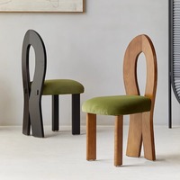 Chaise de salle à manger moderne en bois massif, chaise de restaurant rembourrée en velours pour salon