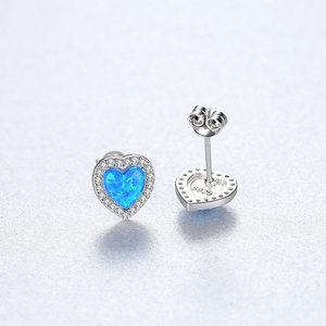 Wholesale Exquisite S925 Sterling Silver Heart Cut <b>Opal</b> CZ Stud <b>Earrings</b> For Women Fashion Jewelry Gift - Product Image 5
