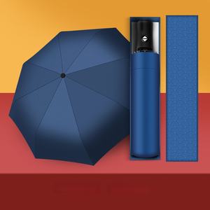 Parapluie pliable avec logo personnalisé, ouverture automatique, résistant au vent, poignée verrouillable, parapluie de voyage portable pour cadeaux d'affaires, <span class=keywords><strong>prix</strong></span> - Product Image 3