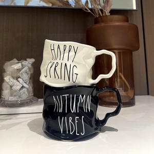 <span class=keywords><strong>Tazza</strong></span> da <span class=keywords><strong>caffè</strong></span> in ceramica creativa da 350ml Design moderno resistente al calore e <span class=keywords><strong>divertente</strong></span> tazze da latte irregolari - Product Image 4