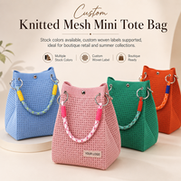 Bolso Tote Mini de Malla Tejida Hecho a Mano, Colorido, de Verano, para Playa, Boutique, Moda, Pequeño, para Mujer, Venta al por Mayor, Bolsos con Etiqueta Tejida Personalizada