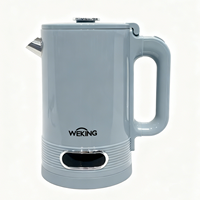 Bouilloire électrique portable sans fil de nouvelle conception, 1,7 L, couleur personnalisée, double couche, ébullition rapide, arrêt automatique, usage domestique