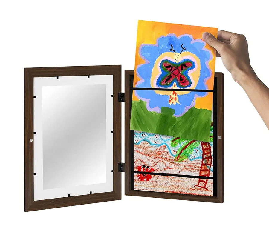 High Quality Kids artwork picture frame for kids painting display with front open
