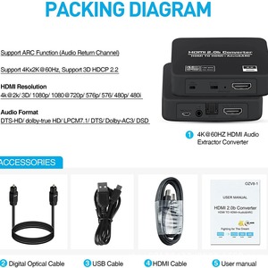 4k 120Hz HDMI 2.0 để HDMI 2.0 + L/R + ARC HDMI 2.0b trích xuất âm thanh chuyển đổi bộ chuyển đổi TV/2.0/5.1Ch - Product Image 5