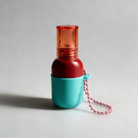 Mini tube de brillant à lèvres en ABS en forme de bouteille avec bouchon à vis – Contenant cosmétique bicolore avec cordon perlé pour soins de la peau