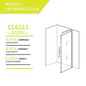 Partición de <span class=keywords><strong>ducha</strong></span> de panel de vidrio de puerta única fija de alta calidad Pantalla de <span class=keywords><strong>ducha</strong></span> de vidrio templado negro mate - Product Image 2