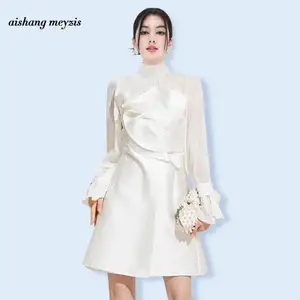 Same style with mall design sense dress female 2023 early autumn new light luxury white super fairy niche short skirt