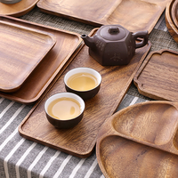 Hete Aanbieding Vierkante Decoratieve Schaal Acacia Houten Serveerschaal voor Koffie Thee Fruit Eten Dessert Houten Schaal