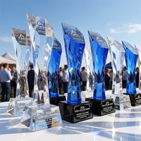 Trophée en cristal torsadé haut de gamme et exquis, grande surface de gravure, pour cérémonie annuelle, récompense de reconnaissance des employés