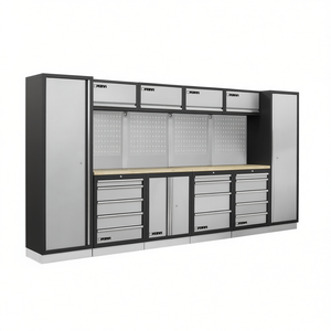 Muebles de taller modulares Fervi A007A, gabinete de almacenamiento de herramientas de acero con panel perforado y cajones para uso en garaje. - Product Image 2