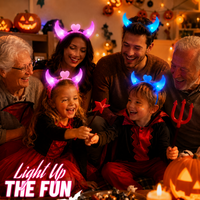 Serre-tête LED Festif Cornes de Diable Lumineuses Colorées Clignotantes pour Concerts, Raves, Halloween et Événements Costumés