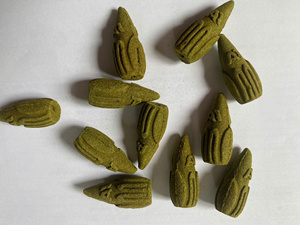 Encens en cône vert fait main, style chinois, aromathérapie religieuse, base en bambou, combustion longue durée, parfum naturel - Product Image 3
